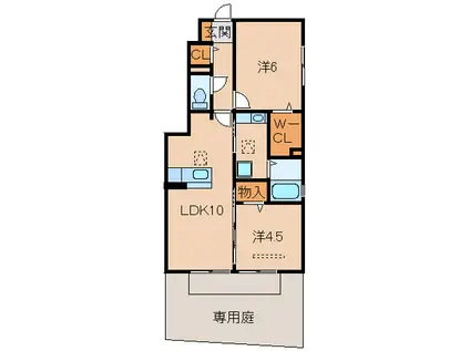 ルーチェ木ノ本(2LDK/1階)の間取り写真