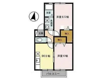 セジュール類家(2DK/1階)の間取り写真