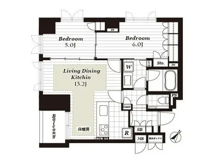 CONOE赤坂丹後町(2LDK/4階)の間取り写真