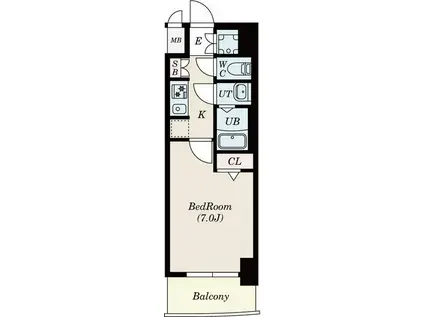 リシュドール川名駅(1K/14階)の間取り写真