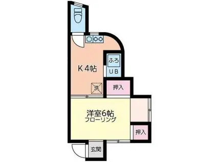 第1すみれ荘(1K/1階)の間取り写真