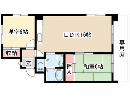 メゾンドール小島(2LDK/1階)の間取り写真