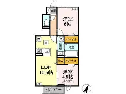 プラントC(2LDK/1階)の間取り写真
