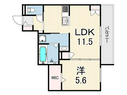 LA VITA摂津本山(1LDK/3階)の間取り写真