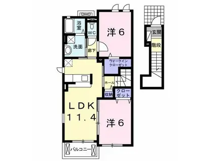 エスペランサ・プラザII(2LDK/2階)の間取り写真