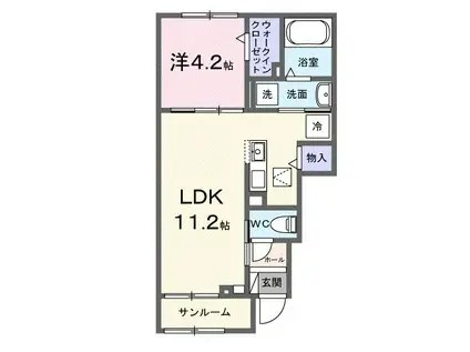 ムゲット(1LDK/1階)の間取り写真