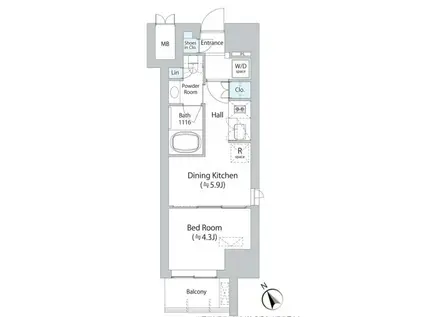 ミリアレジデンス浅草橋II(1DK/4階)の間取り写真