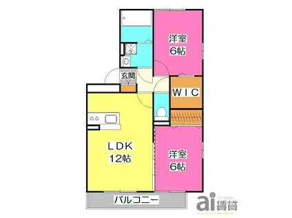 セジュールZEN弐番館 カナ ー(2LDK/1階)の間取り写真