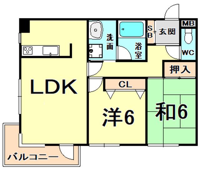 ル モンド(2LDK/1階)の間取り写真