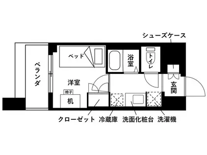 レジディア仙台支倉(ワンルーム/8階)の間取り写真