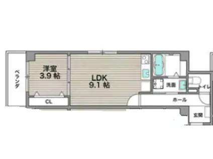 アルカンシェルコート緑橋(1LDK/1階)の間取り写真