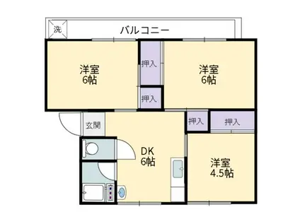 コーポ桧山(3DK/3階)の間取り写真