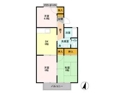 サンヴィラージュA(3DK/1階)の間取り写真