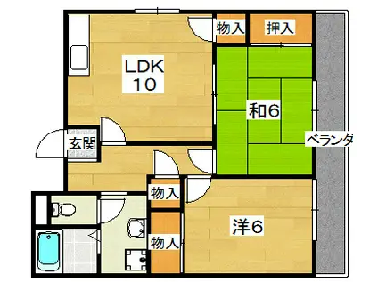 クレール星田(2LDK/3階)の間取り写真