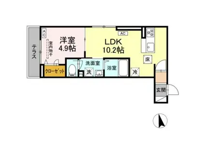 D PAINA大丸(1LDK/1階)の間取り写真