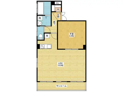 第54プロスパー(1LDK/4階)の間取り写真