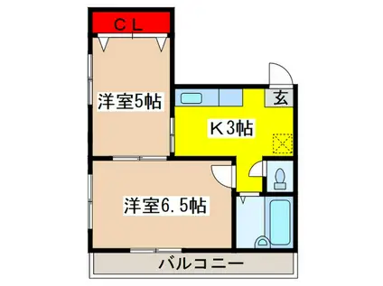 サンヒルズ松山(2K/3階)の間取り写真