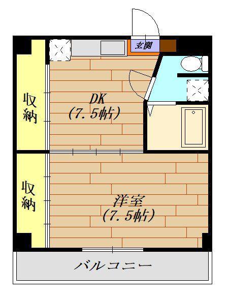 狭山グロリアハイツ(1DK/4階)の間取り写真