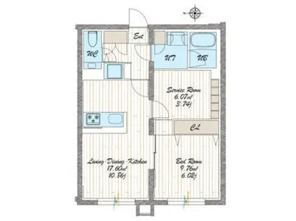 QUADOR NOIE 池下(1SLDK/3階)の間取り写真