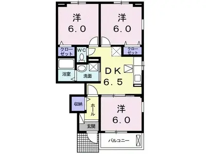 エスパス ド コンフォー A(3DK/1階)の間取り写真