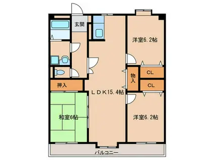 プロシード日佐(3LDK/3階)の間取り写真