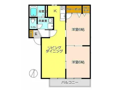 メゾン金子D棟(2LDK/1階)の間取り写真