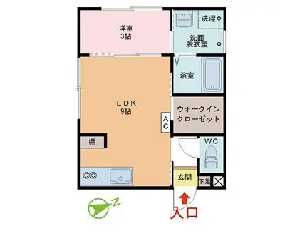 BELAIR(1LDK/1階)の間取り写真