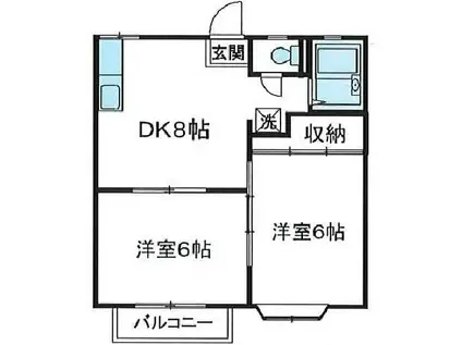 ハッピー戸田公園(2DK/2階)の間取り写真