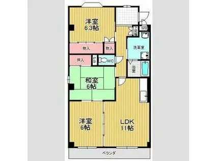 ミレニアムA(3LDK/2階)の間取り写真