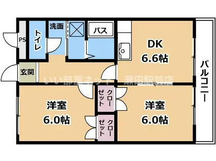 オールパーパス大石(2DK/1階)の間取り写真