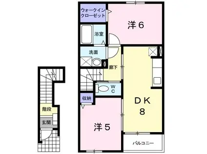 ボンベ-ル(2DK/2階)の間取り写真