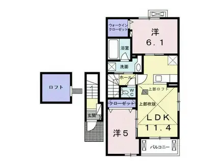 ラフィシア・ルクティア(2LDK/2階)の間取り写真
