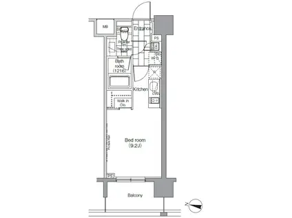 パークハビオ恵比寿(ワンルーム/2階)の間取り写真