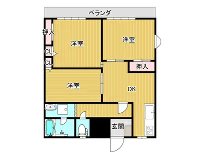 ウスイハイツA(3DK/1階)の間取り写真