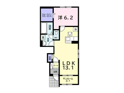 ベル・ウッド富津I(1LDK/1階)の間取り写真