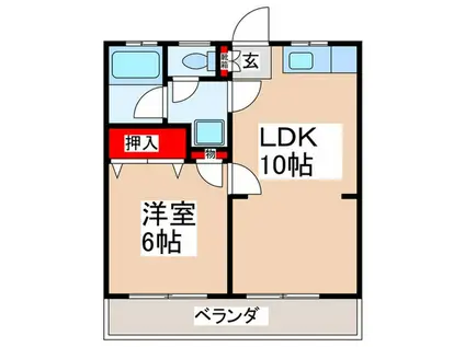 正美サンハイツ(1LDK/2階)の間取り写真