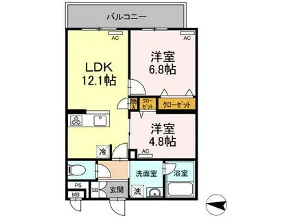 コージーコート大泉学園(2LDK/1階)の間取り写真