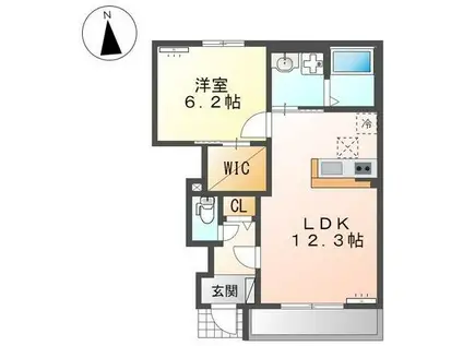 メゾン・デュ・リアン(1LDK/1階)の間取り写真