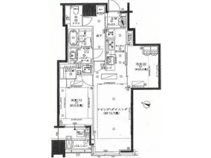 大崎  タワーマンション 南西向き 高層階 眺望良好(2LDK/36階)の間取り写真