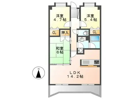 KDXレジデンス東別院(3LDK/7階)の間取り写真