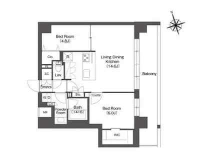 ルーウェ東大泉(2LDK/3階)の間取り写真