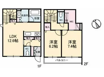 フォルモント光南(2LDK/2階)の間取り写真