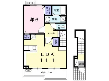 インプレス(1LDK/2階)の間取り写真