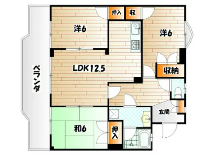シャルム熊本(3LDK/3階)の間取り写真