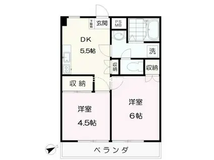 メゾンあいだ(2DK/4階)の間取り写真