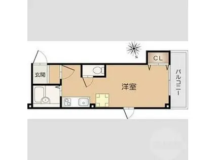 クラッセ南茨木(ワンルーム/2階)の間取り写真