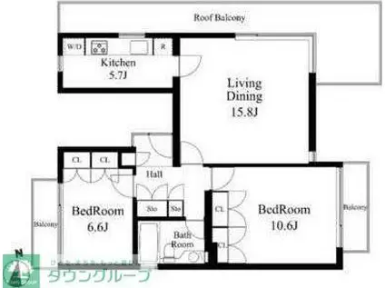 パシフィックハウス池尻(2LDK/3階)の間取り写真