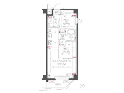 鵜の木   南東向き  初期安 2LDK(2LDK/2階)の間取り写真