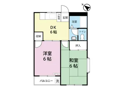 ウインズモアI(2DK/2階)の間取り写真