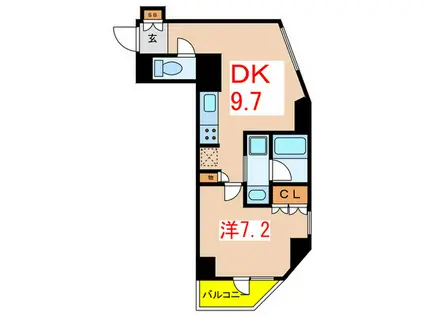 プライムアーバン長原上池台(1DK/2階)の間取り写真